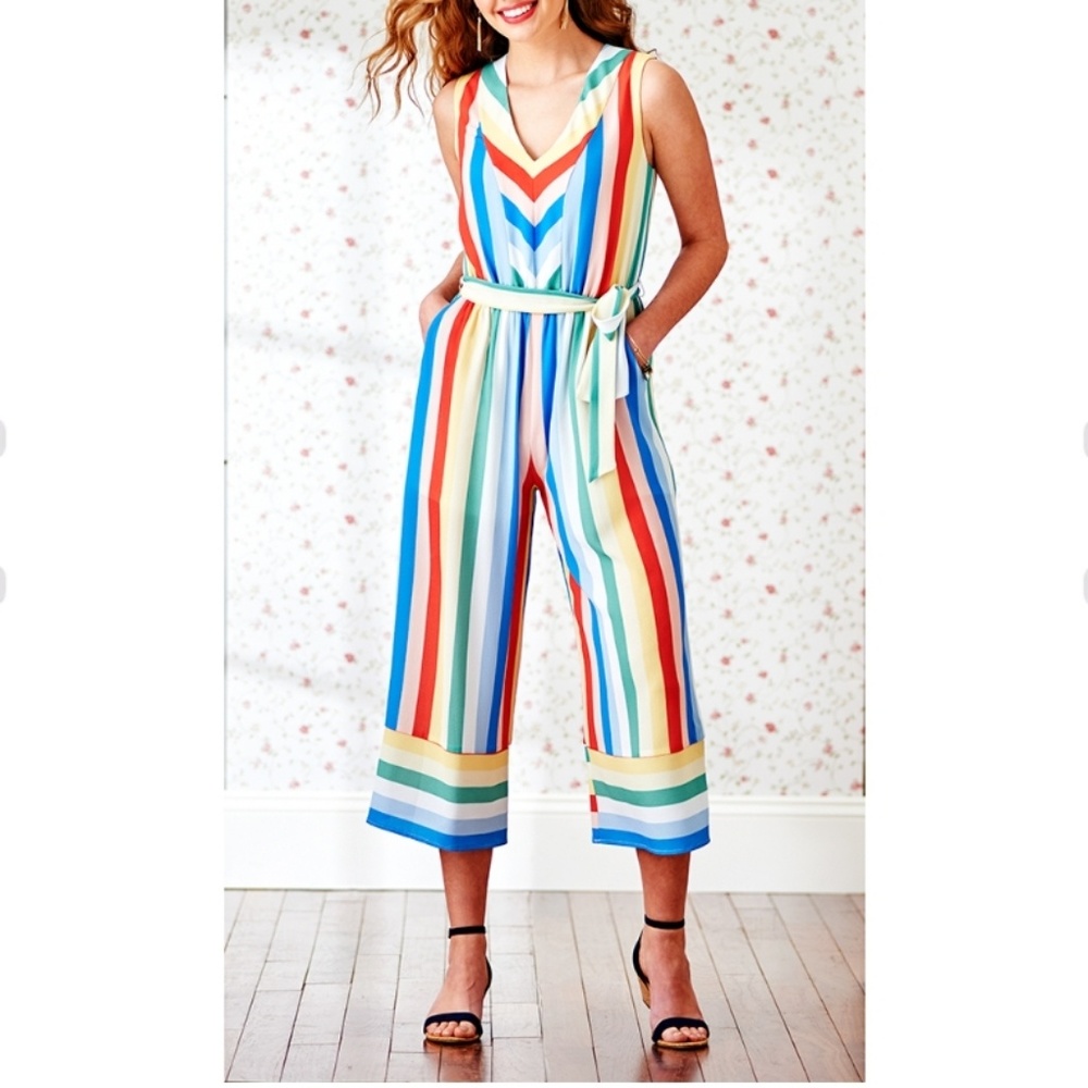 Luxology striped crop jumpsuit